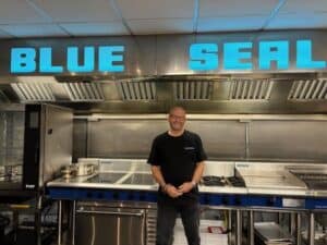 glenn danks from blue seal in a commercial kitchen